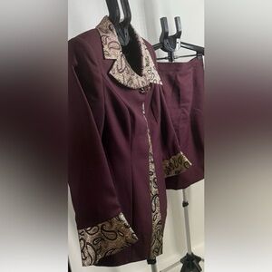 2 Pc Capri Women Shimmering Metallic Skirt Suit Jacket Skirt Sz 8 Church Wedding